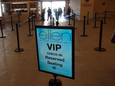 Sign for the queue for VIP Ticket holders for The Ellen DeGeneres Show